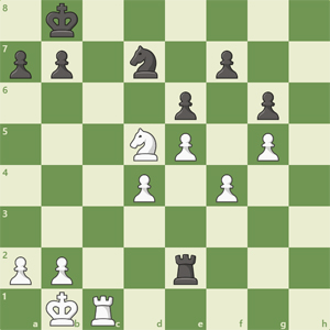 1k6/pp1n1p2/4p1p1/3NP1P1/3P1P2/8/PP2r3/1KR5 w - - 0 36